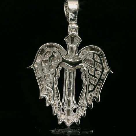 Iced Out Winged Cross Pendant | 32mm | VVS