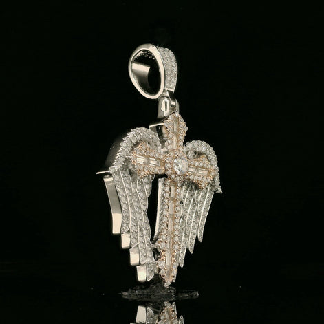 Iced Out Winged Cross Pendant | 32mm | VVS