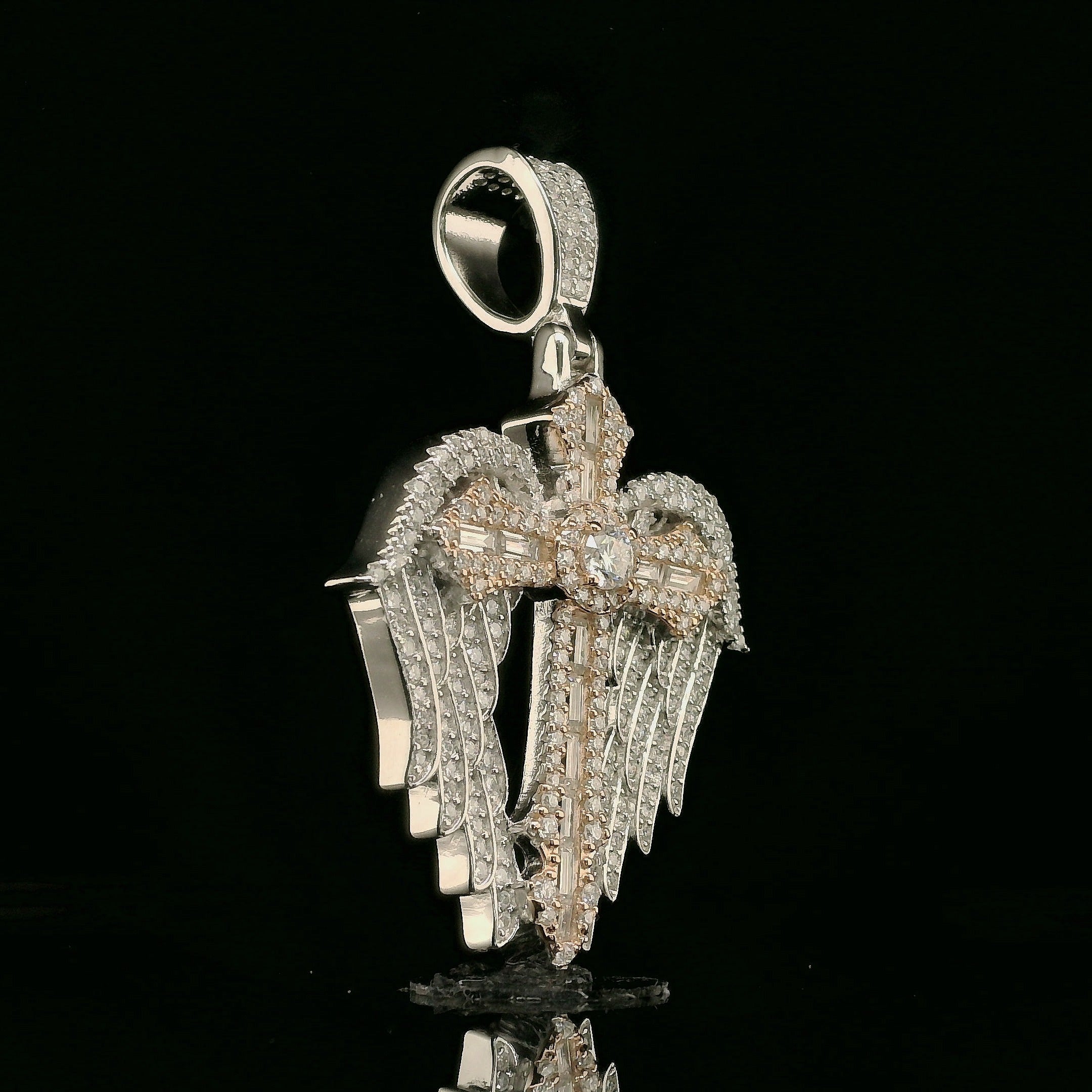 Iced Out Winged Cross Pendant | 32mm | VVS