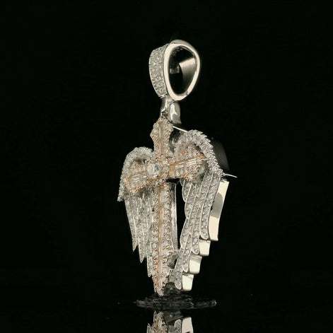 Iced Out Winged Cross Pendant | 32mm | VVS