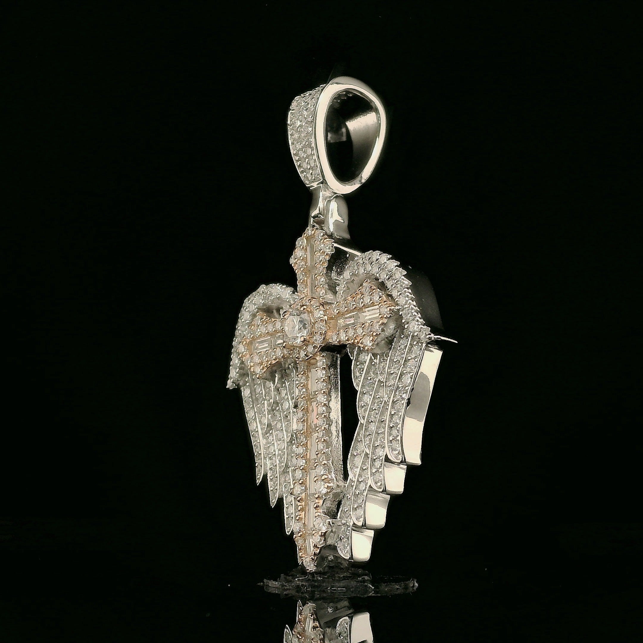 Iced Out Winged Cross Pendant | 32mm | VVS