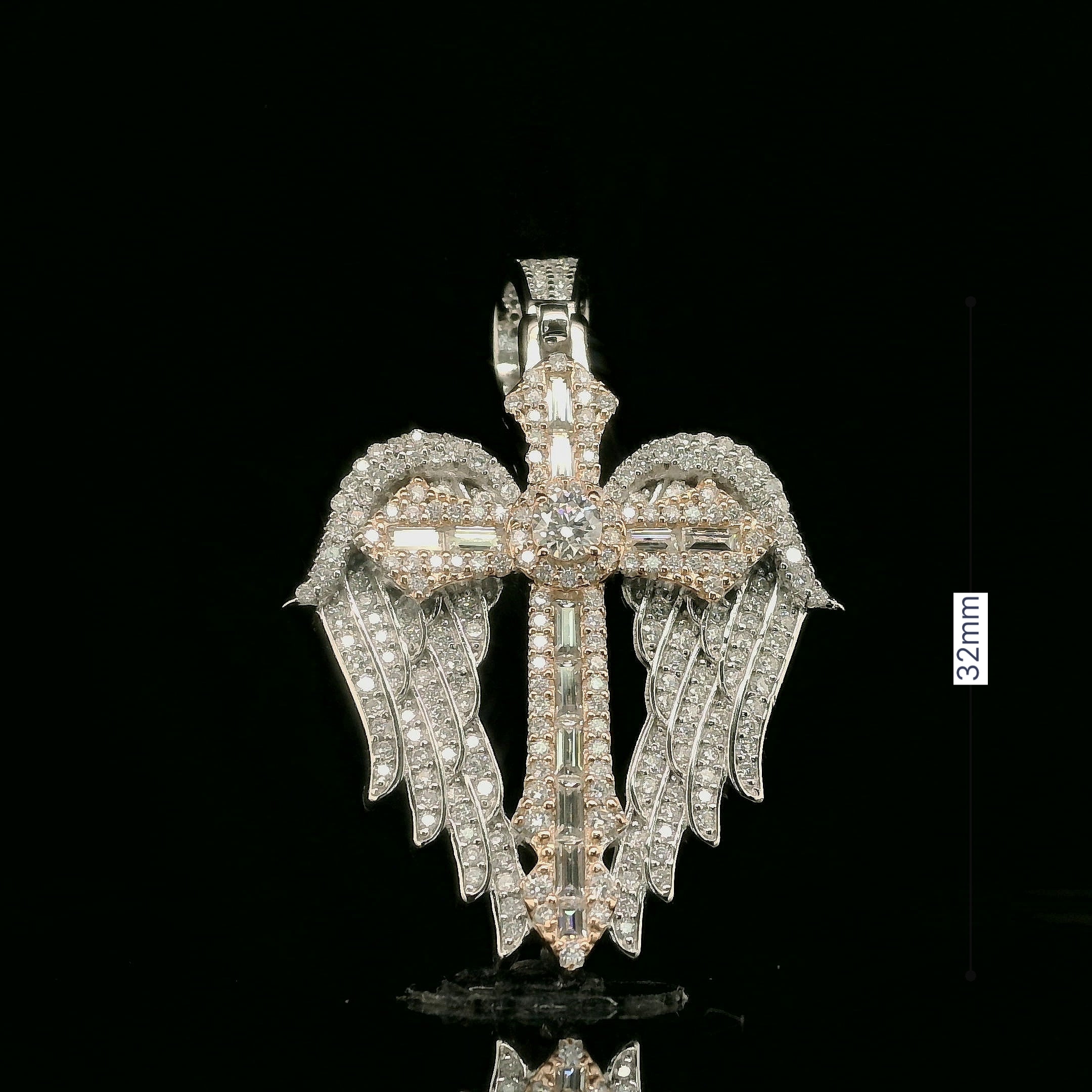 Iced Out Winged Cross Pendant | 32mm | VVS