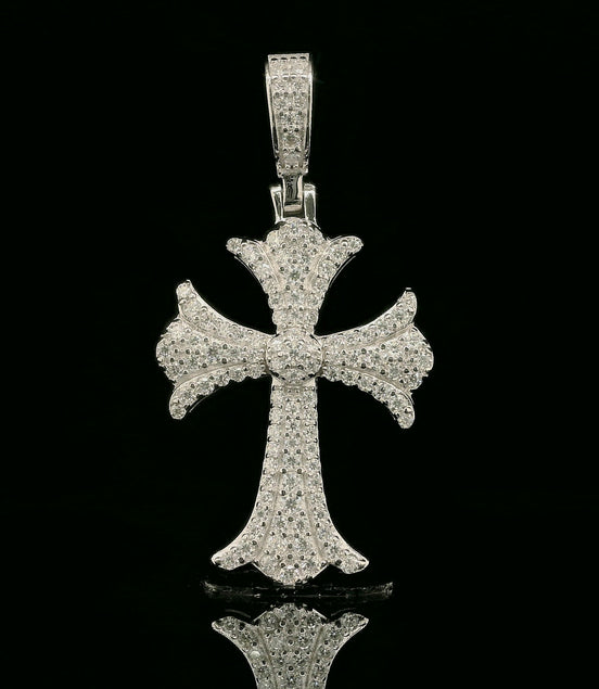 Iced Out Ornate Cross Pendant | 0.78ct | 25mm | VVS