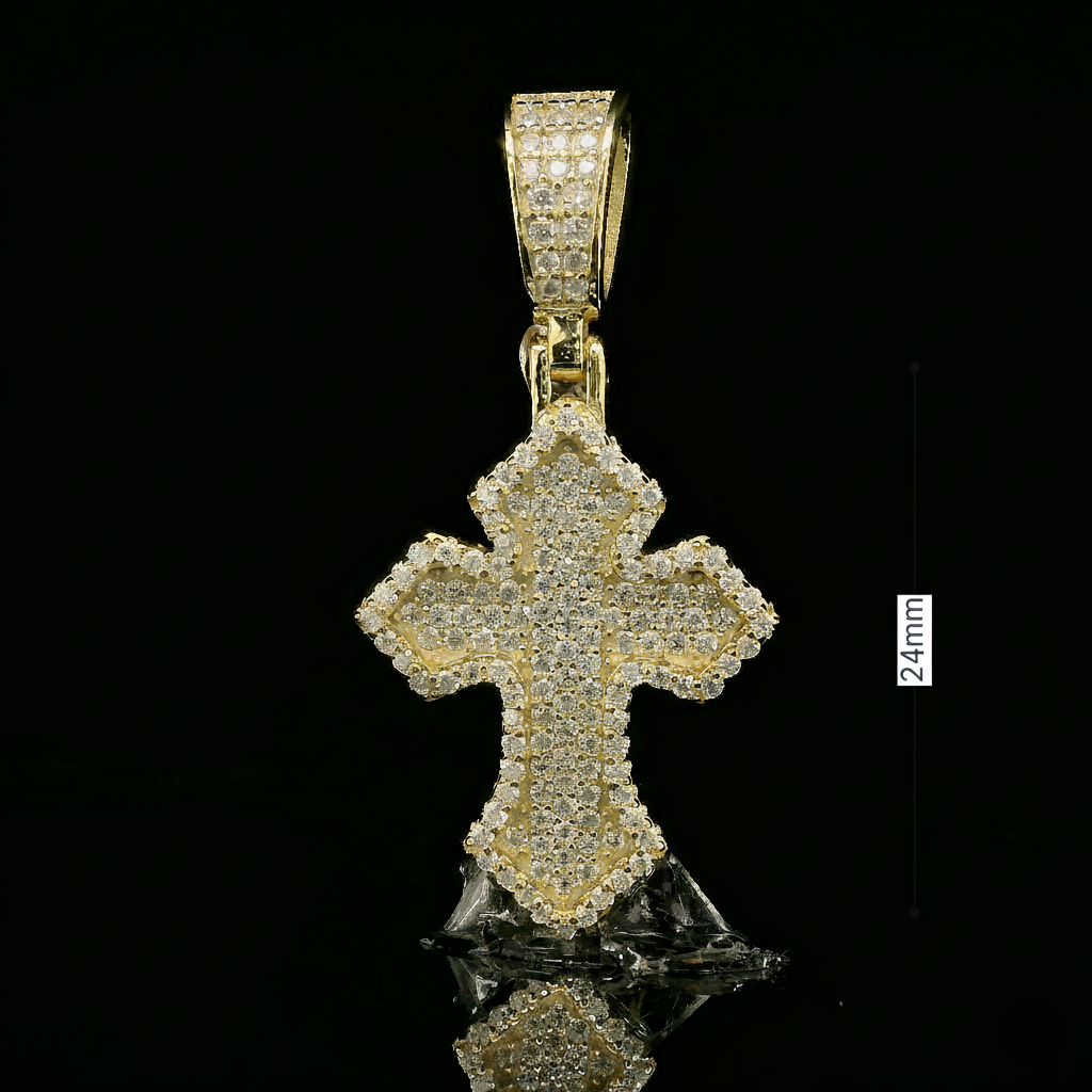 Iced Out Ornate Cross Pendant | 24mm | VVS