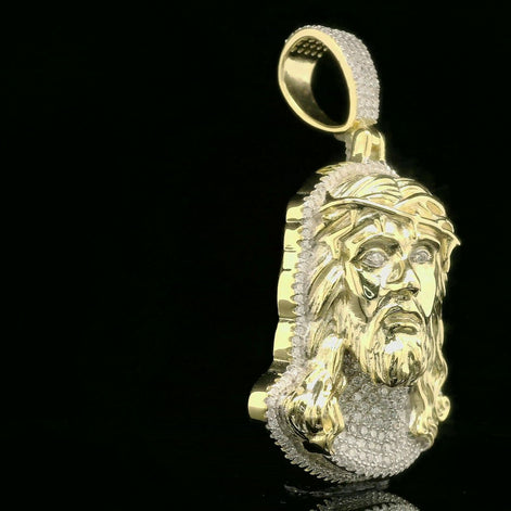 Iced Out Jesus Head Pendant | 36mm | VVS
