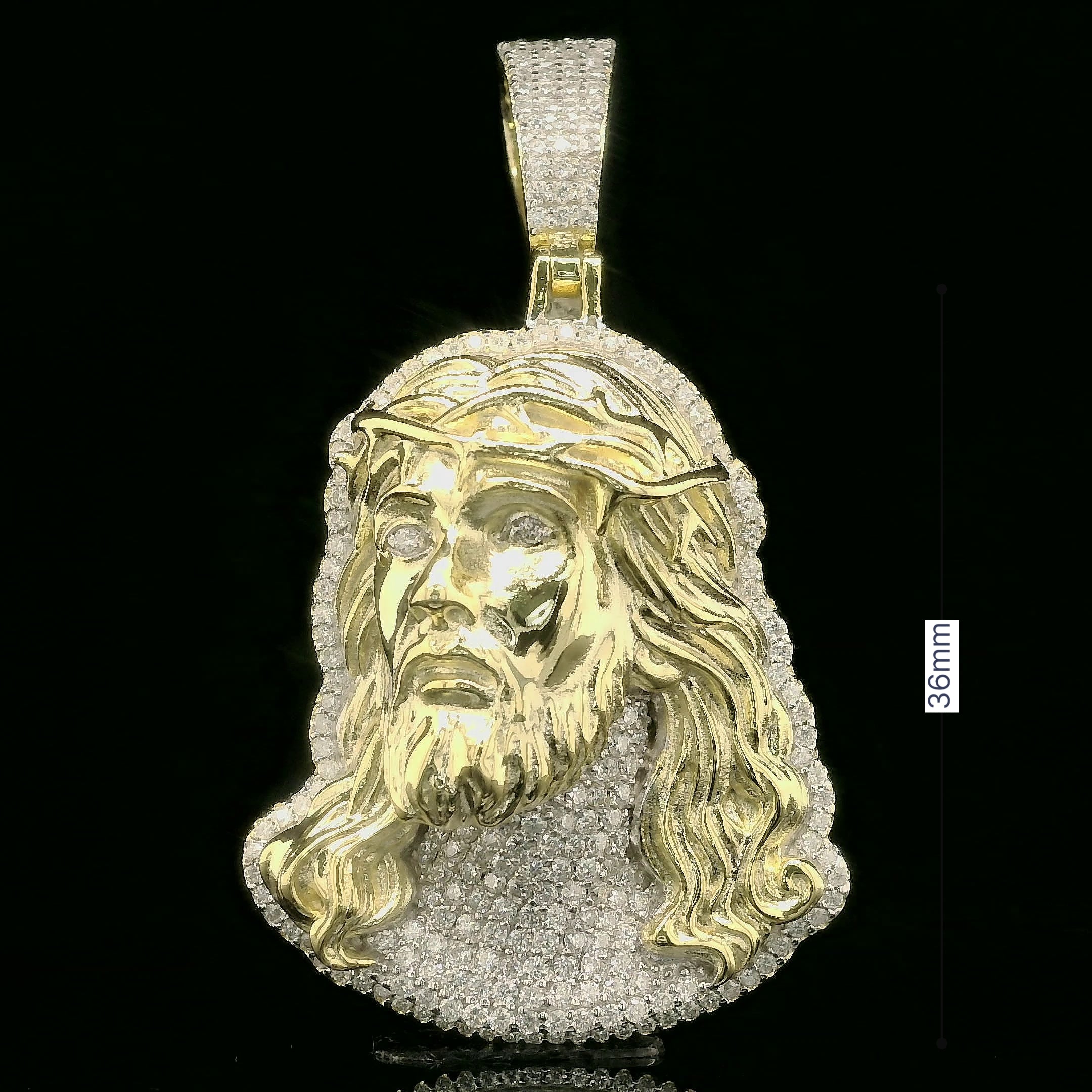 Iced Out Jesus Head Pendant | 36mm | VVS