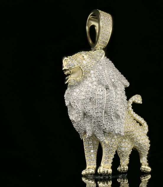 Iced Out Roaring Lion Pendant | 3.76ct VVS | 40mm