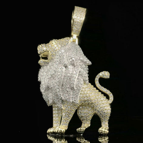 Iced Out Roaring Lion Pendant | 3.76ct VVS | 40mm