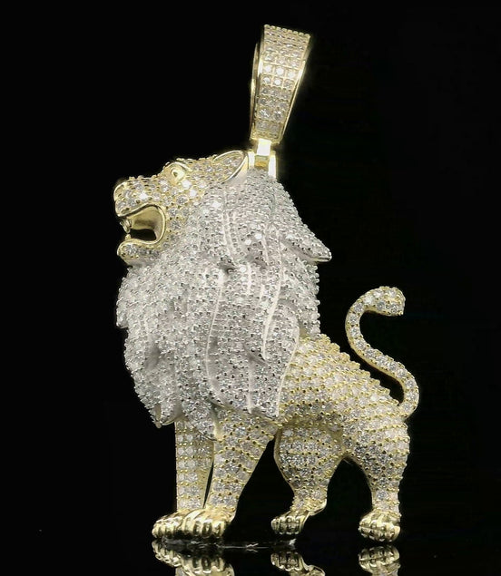 Iced Out Roaring Lion Pendant | 3.76ct VVS | 40mm