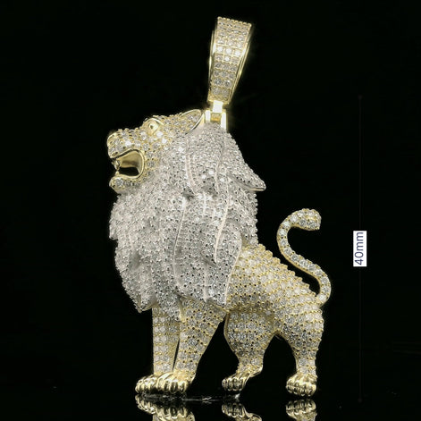 Iced Out Roaring Lion Pendant | 3.76ct VVS | 40mm
