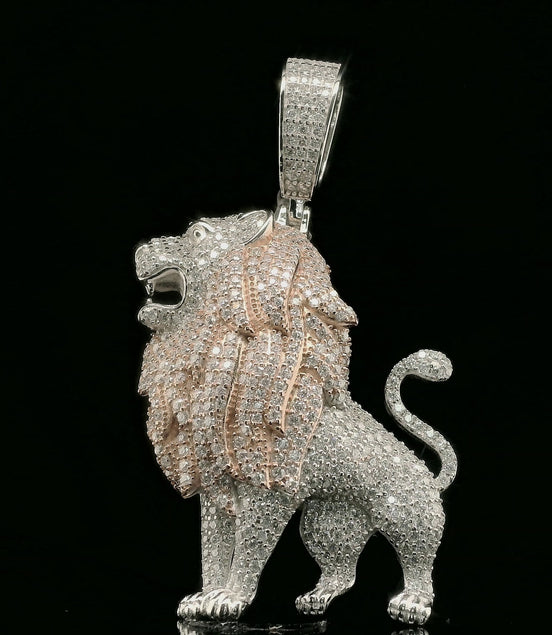 Iced Out Roaring Lion Pendant | 3.76ct VVS | 40mm