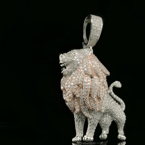 Iced Out Roaring Lion Pendant | 3.76ct VVS | 40mm