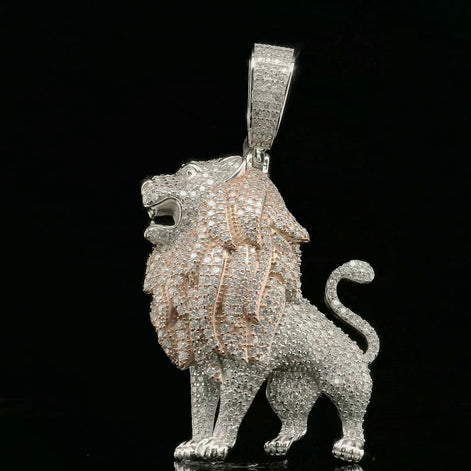 Iced Out Roaring Lion Pendant | 3.76ct VVS | 40mm