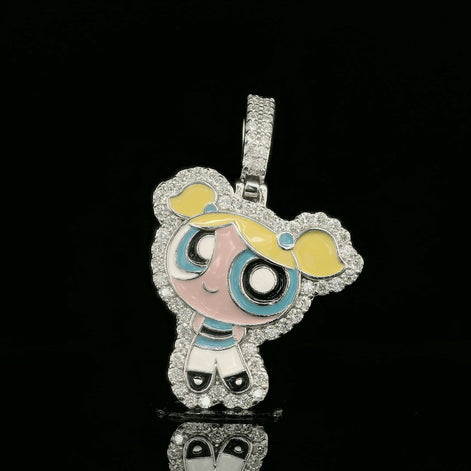 Iced Out Powerpuff Girls Pendant | 26mm | VVS