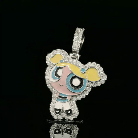 Iced Out Powerpuff Girls Pendant | 26mm | VVS