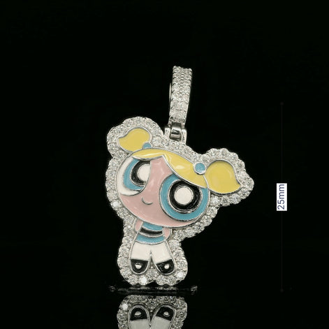 Iced Out Powerpuff Girls Pendant | 26mm | VVS