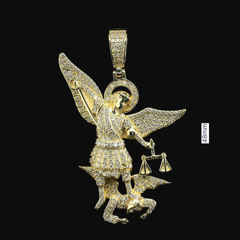 Iced Out St. Michael Archangel Pendant | 1.5ct VVS | 48mm