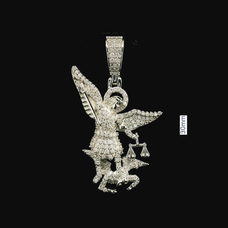 Iced Out St. Michael Archangel Pendant | 30mm | VVS
