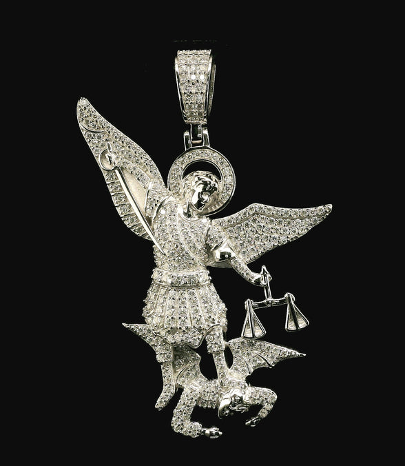 Iced Out St. Michael Archangel Pendant | 1.5ct VVS | 48mm