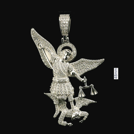Iced Out St. Michael Archangel Pendant | 1.5ct VVS | 48mm