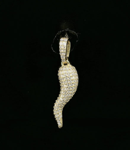 Iced Out Italian Horn Pendant | 0.91ct | 25mm | VVS