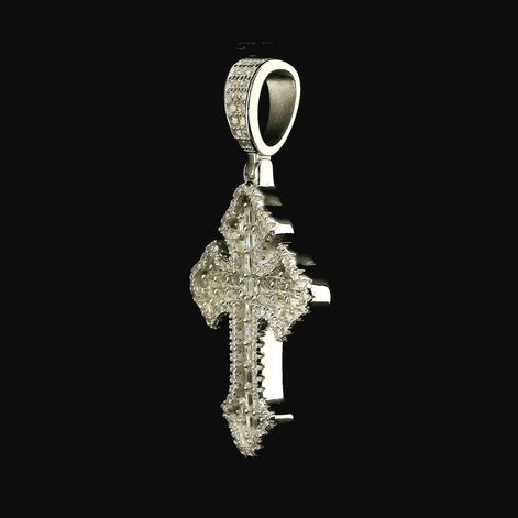 Iced Out Gothic Cross Pendant | 29mm | VVS
