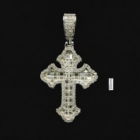 Iced Out Gothic Cross Pendant | 29mm | VVS