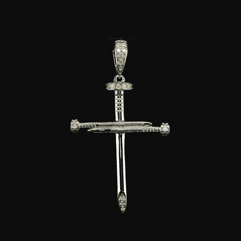 Iced Out Diamond Nail Cross Pendant | 0.20ct VVS | 29mm