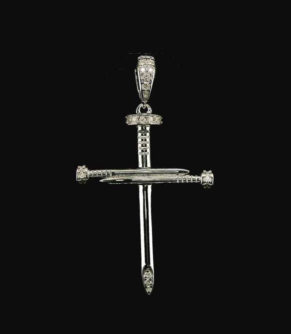 Iced Out Diamond Nail Cross Pendant | 0.20ct VVS | 29mm