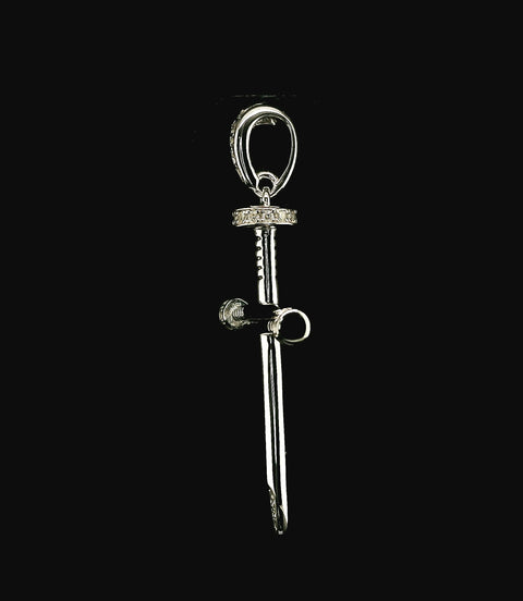 925 Sterling Silver Nail Cross Moissanite Pendant - 0.3 Ctw Available with Silver and Gold Finished