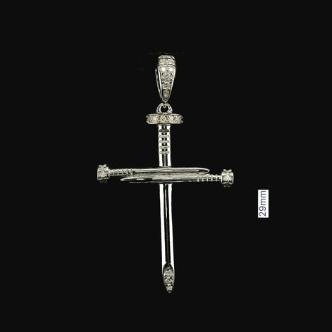 Iced Out Diamond Nail Cross Pendant | 0.20ct VVS | 29mm