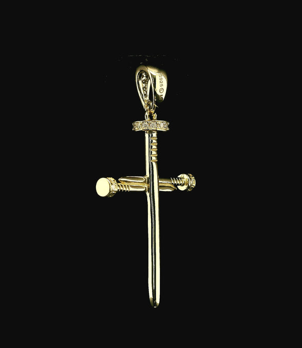 Iced Out Diamond Nail Cross Pendant | 0.20ct VVS | 29mm