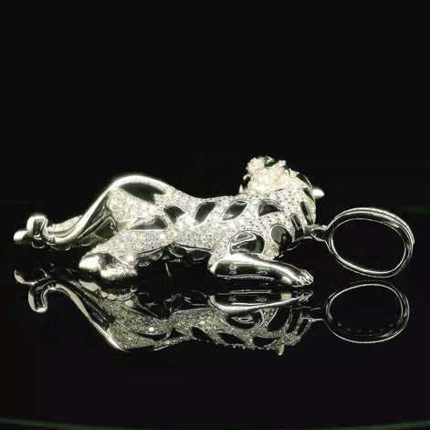 Men's Iced Out Jaguar Pendant with Emerald Eyes | 35mm | VVS