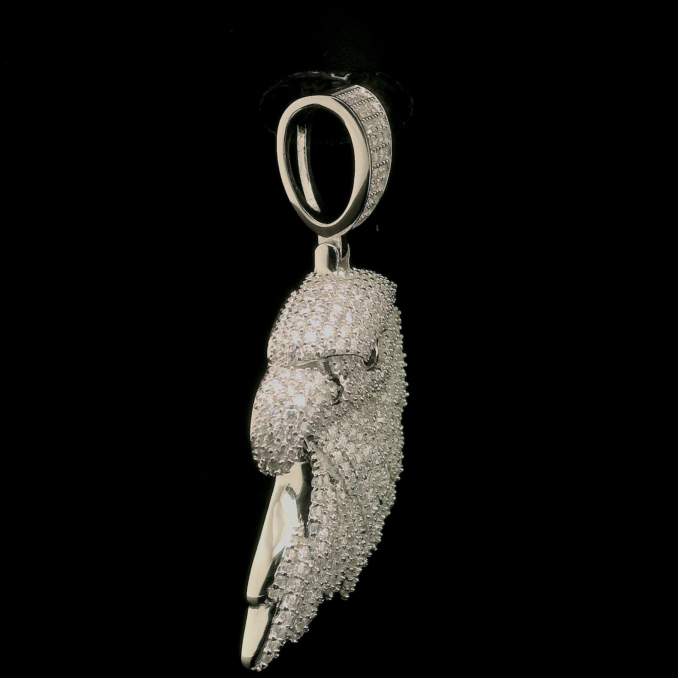 Iced Out Eagle Head Pendant with Black Diamond Eye | 32mm | VVS