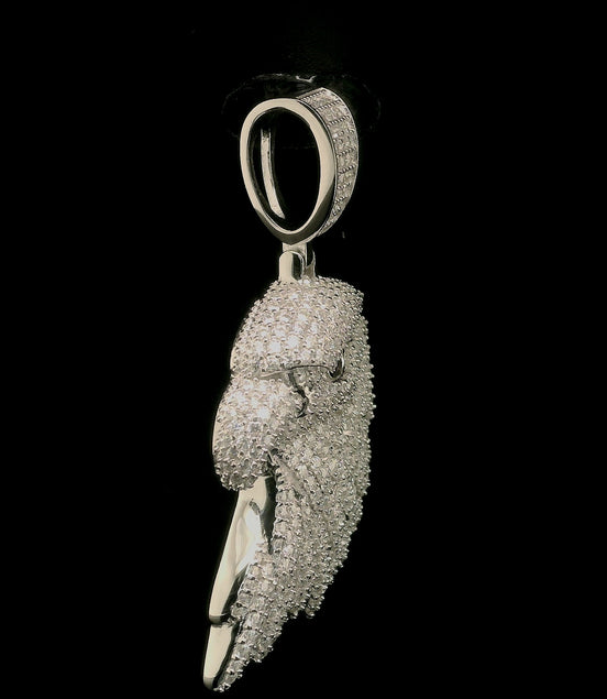 Iced Out Eagle Head Pendant with Black Diamond Eye | 32mm | VVS