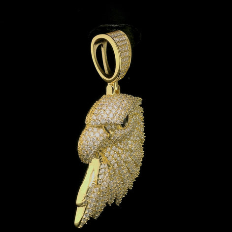 Iced Out Eagle Head Pendant with Black Diamond Eye | 32mm | VVS