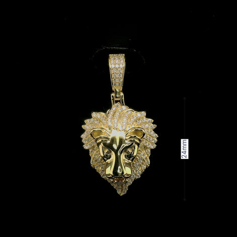 Men's Iced Out Lion Head Pendant | 24mm | VVS