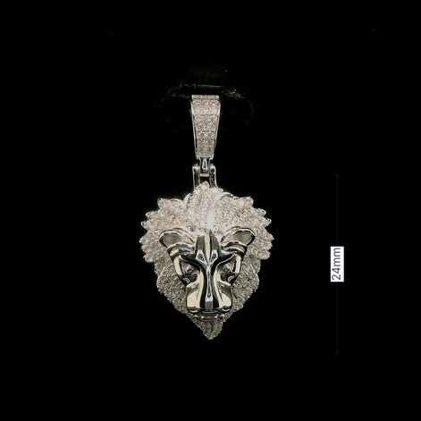 Men's Iced Out Lion Head Pendant | 24mm | VVS