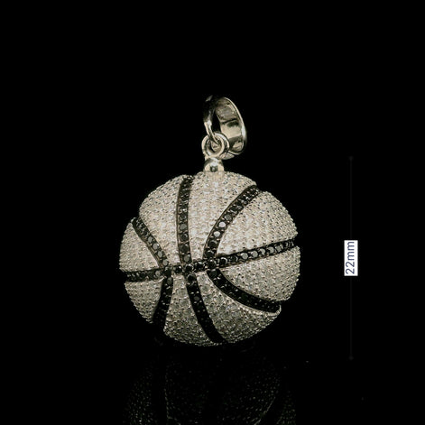 Men's Iced Out Basketball Pendant with Black Lines | 6.79ct | 22mm | VVS