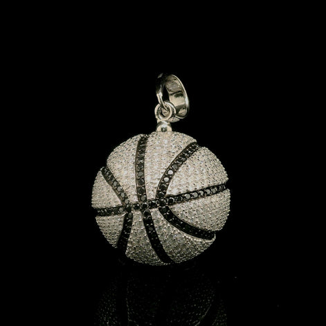 Men's Iced Out Basketball Pendant with Black Lines | 6.79ct | 22mm | VVS