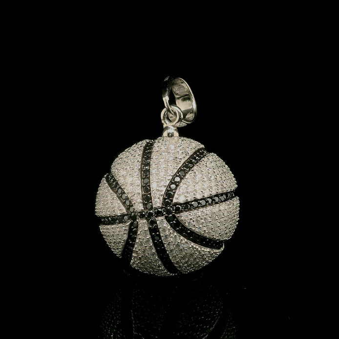 Men's Iced Out Basketball Pendant with Black Lines | 6.79ct | 22mm | VVS