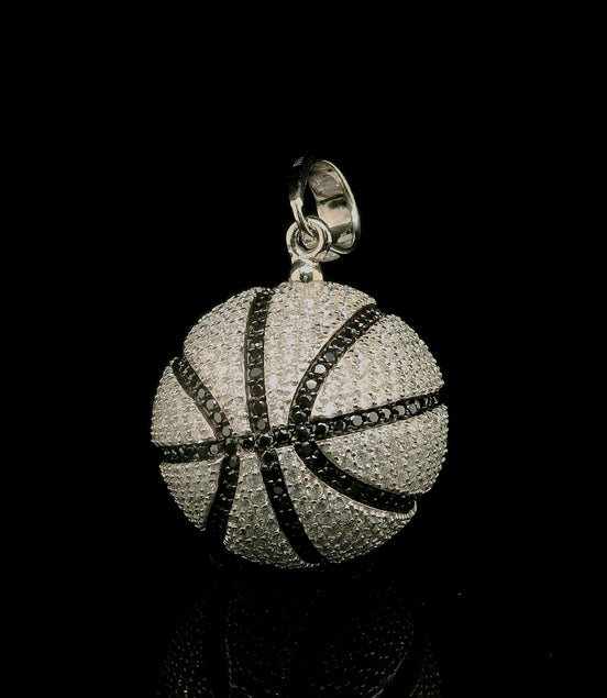 Men's Iced Out Basketball Pendant with Black Lines | 6.79ct | 22mm | VVS