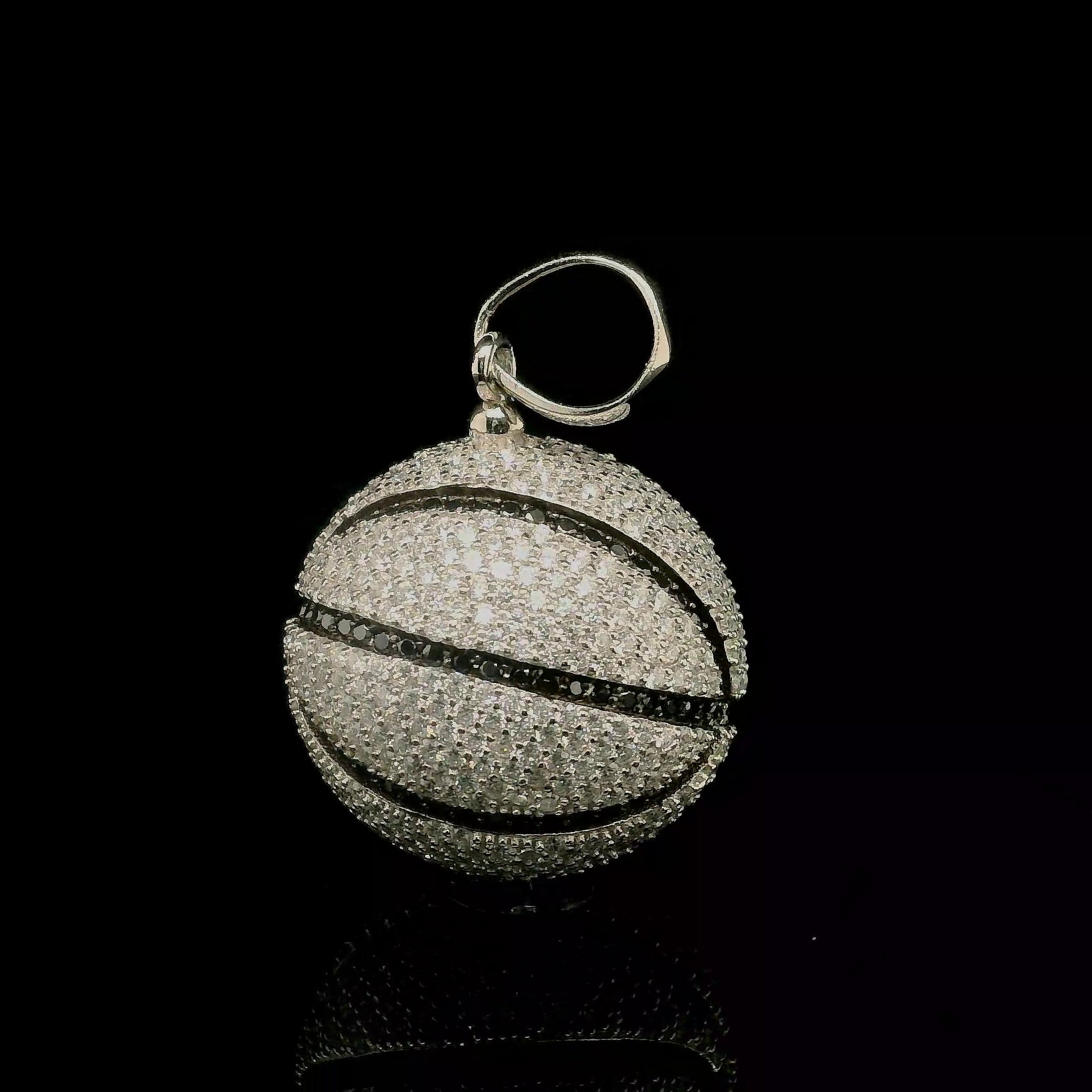Men's Iced Out Basketball Pendant with Black Lines | 6.79ct | 22mm | VVS
