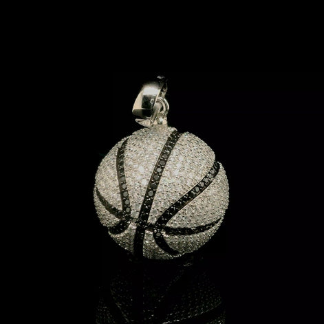 Men's Iced Out Basketball Pendant with Black Lines | 6.79ct | 22mm | VVS