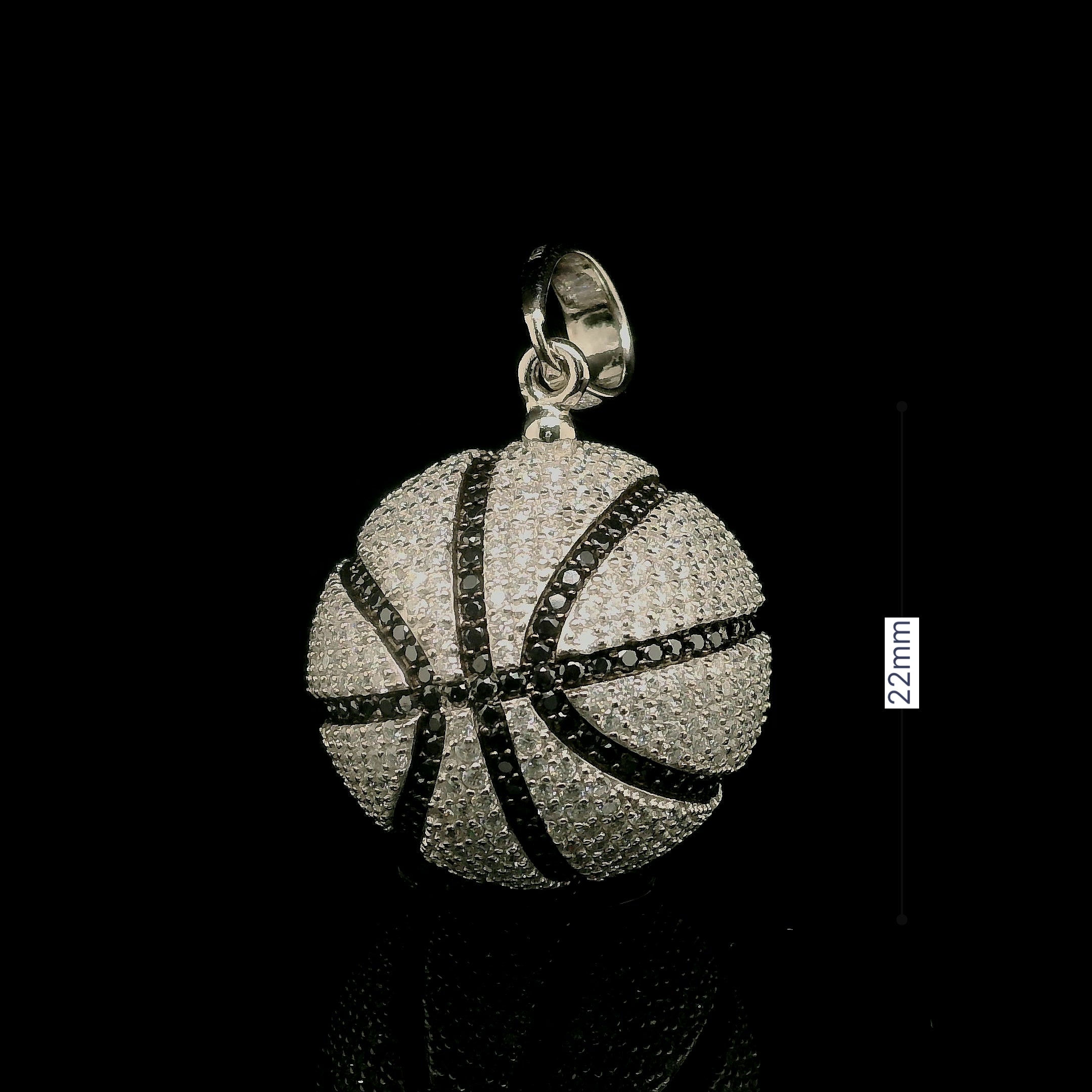 Men's Iced Out Basketball Pendant with Black Lines | 6.79ct | 22mm | VVS