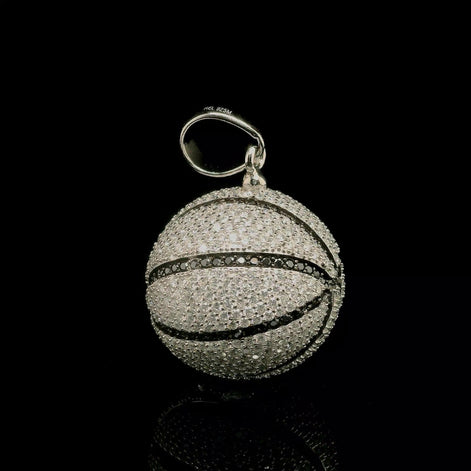 Men's Iced Out Basketball Pendant with Black Lines | 6.79ct | 22mm | VVS