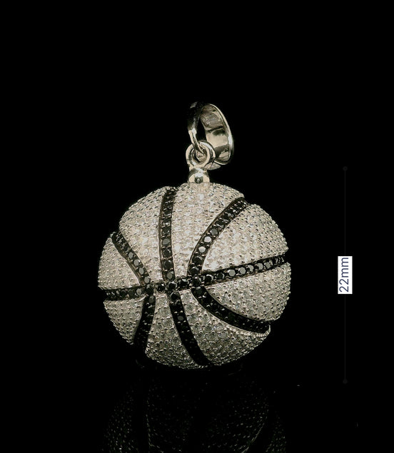 Men's Iced Out Basketball Pendant with Black Lines | 6.79ct | 22mm | VVS