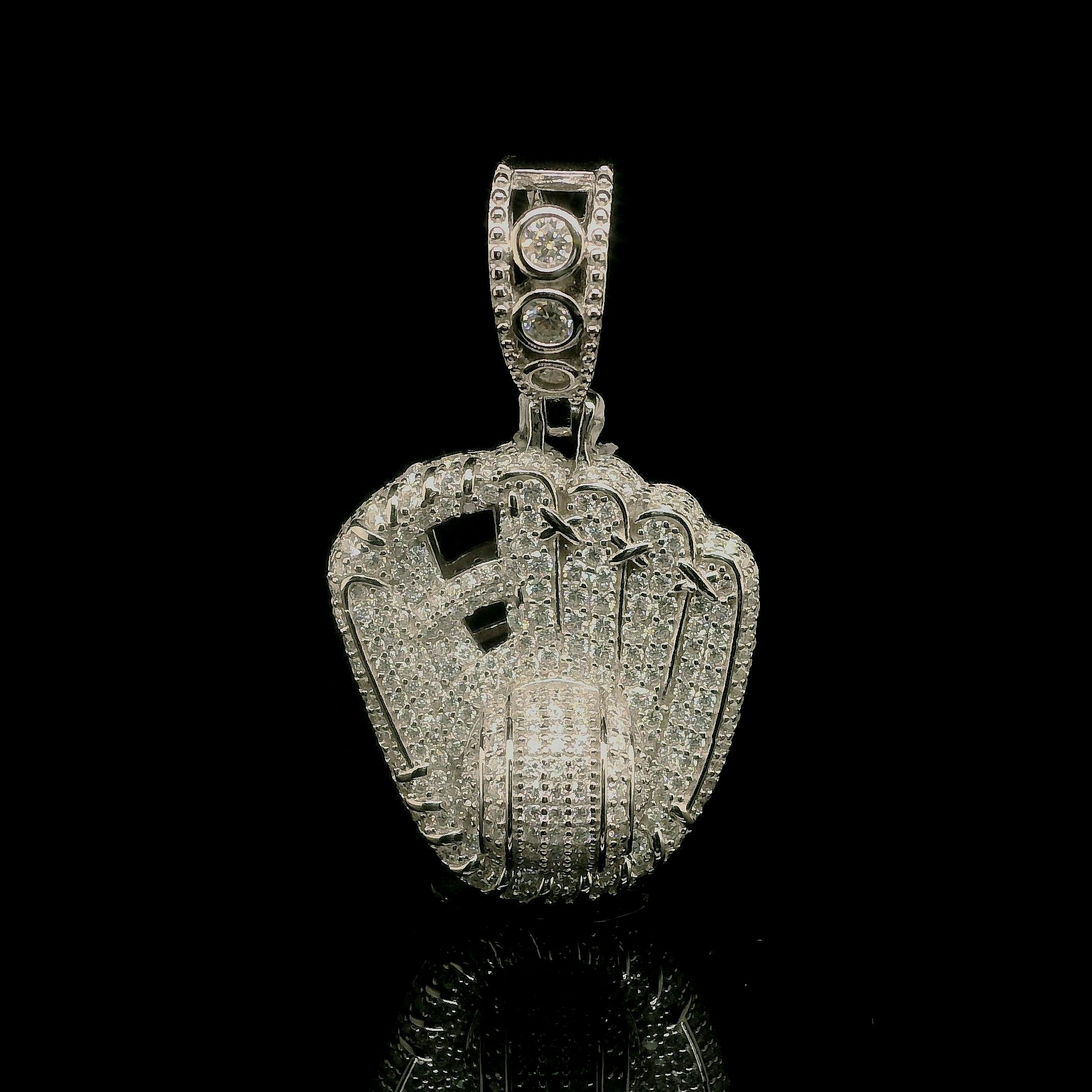 Men's Iced Out Moissanite Baseball Glove Pendant | 2.86ct | 28mm | VVS