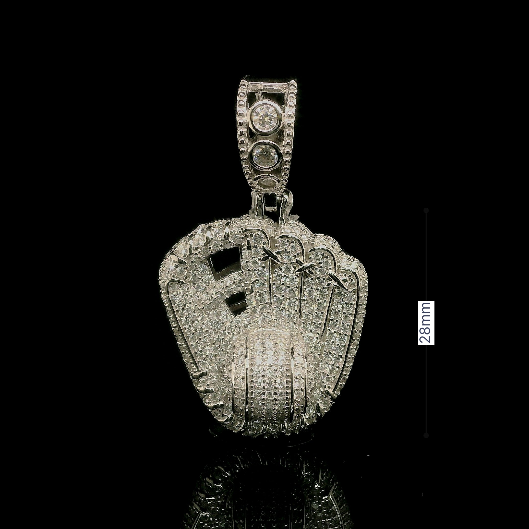 Men's Iced Out Moissanite Baseball Glove Pendant | 2.86ct | 28mm | VVS