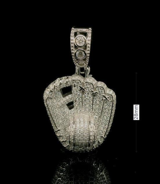 Men's Iced Out Moissanite Baseball Glove Pendant | 2.86ct | 28mm | VVS